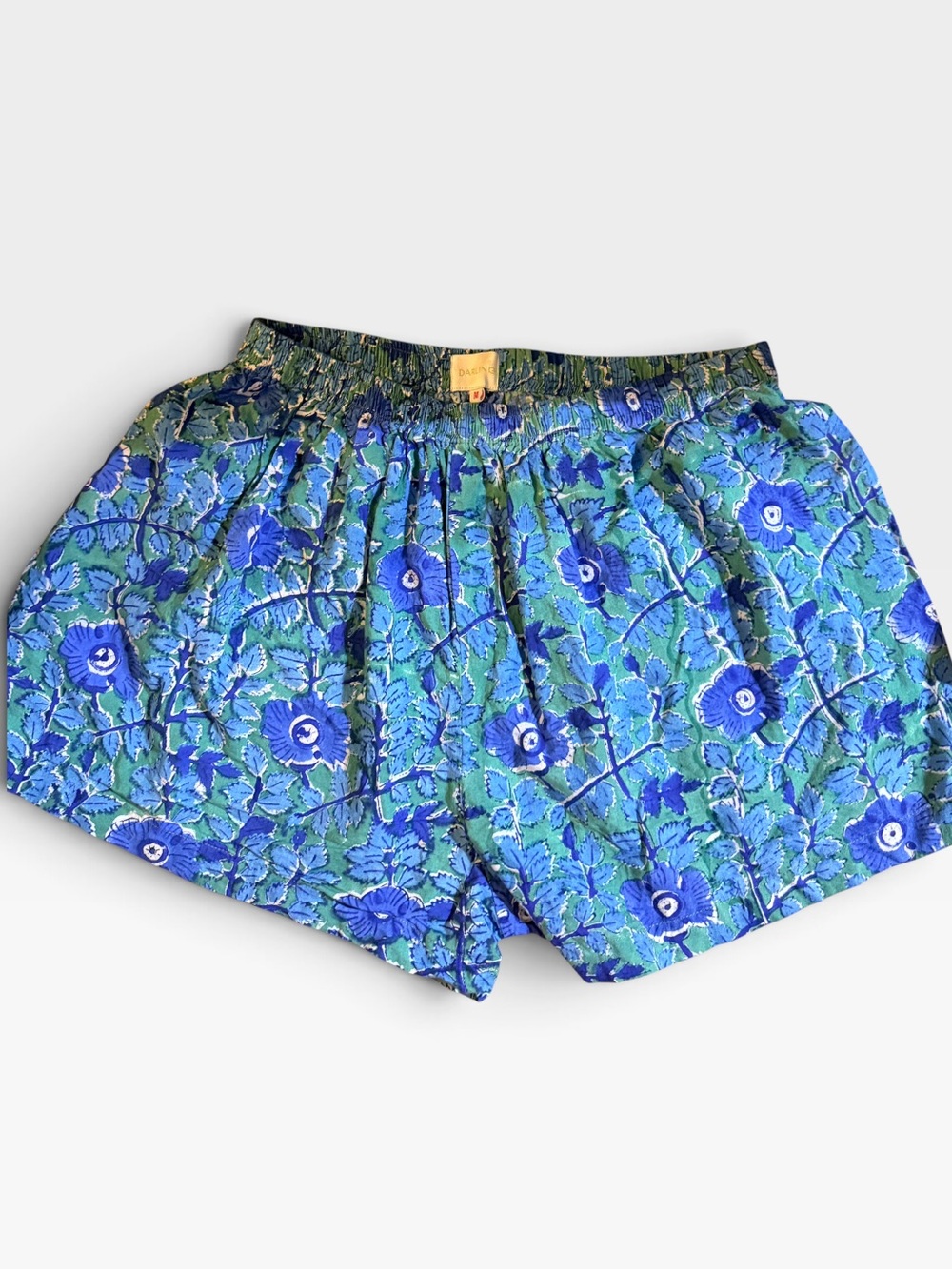 Darling Loungewear Green and Blue Floral Boxer Style Shorts Sizs M
